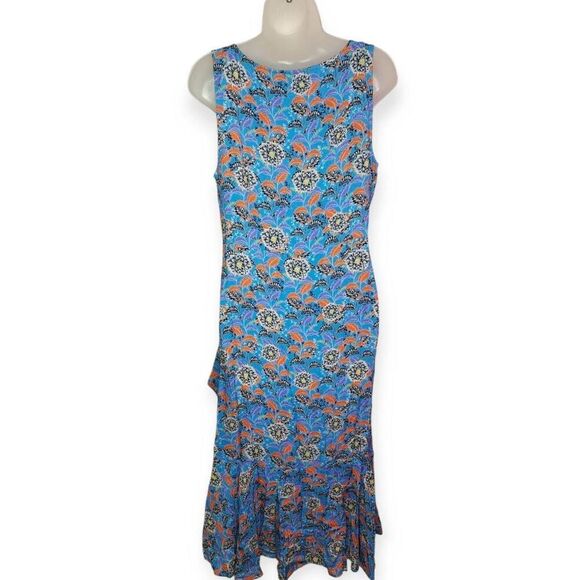 Sundance Women's Cascading Dreams Midi Dress size Small Blue Orange Floral - Picture 6 of 8